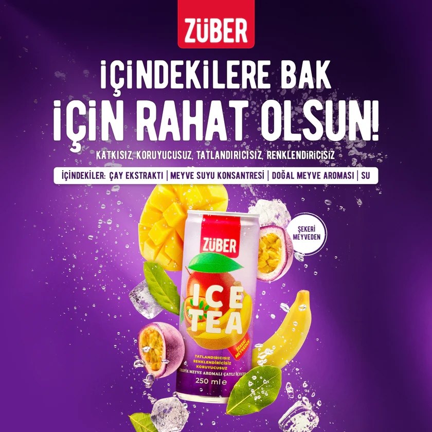 8681630429458 Züber Ice Tea Tropik Meyve 250ml 250ml - Görsel 1